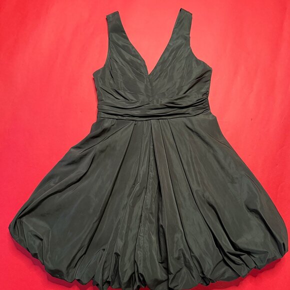 Bubble Hem Black Party Dress by Studio 75 with V-Neck and A-Line, Size S - Picture 9 of 13